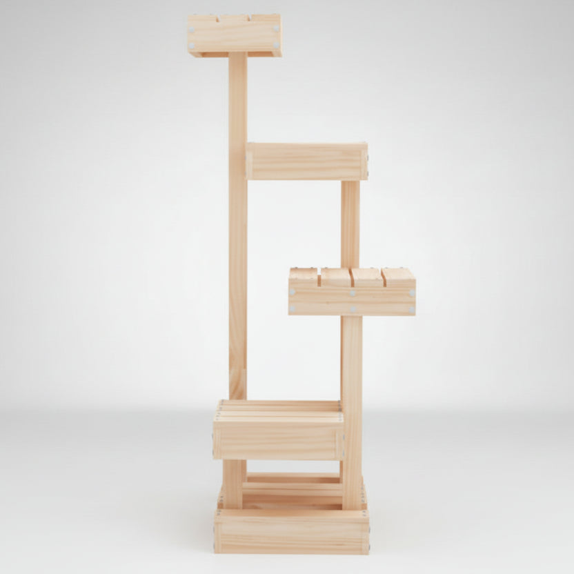 ​Structure stable en pin massif de l'arbre à chat design - Vue de profil droit Palais Félin Paris.