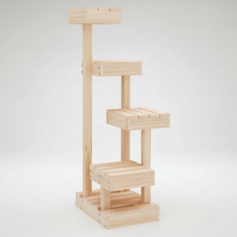 ​Arbre à chat design en bois de pin massif non traité - Mobilier minimaliste pour chat Palais Félin Paris.