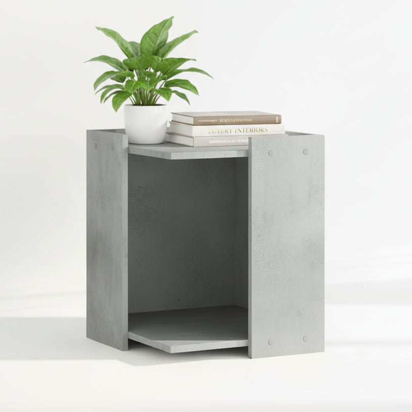 Une vue de trois-quarts du meuble bibliothèque pour chat en chêne cérusé, révélant le veinage délicat du bois. Ce mobilier haut de gamme dispose d'un passage latéral optimisé pour le chat, permettant de transformer l'espace inférieur en cache-litière invisible ou en niche de repos sophistiquée, signée Palais Félin Paris.