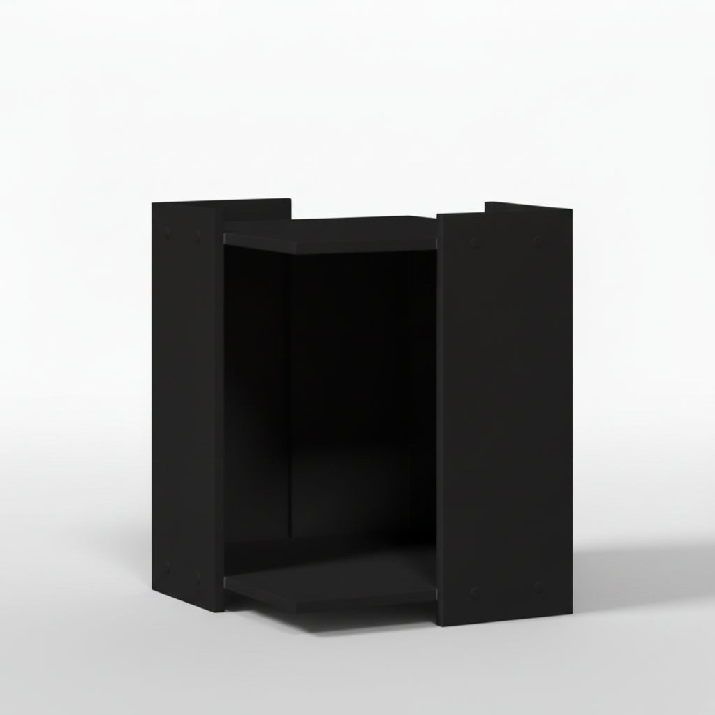 Meuble cache-litière de luxe en bois noir mat Palais Félin Paris, maison pour chat design et anti-odeur avec entrée latérale, idéal pour intégrer discrètement une litière ou un coussin dans un intérieur élégant.